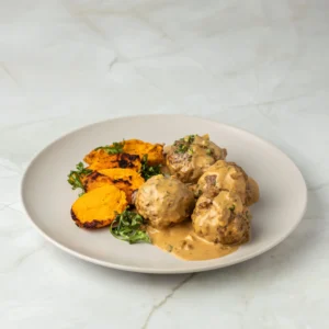 Albóndigas de Heura con boniato al horno