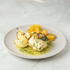 Bacalao al Pil Pil con patatas y cebolla